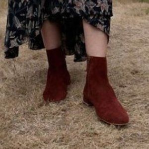 Doen Bowery Ankle Boot in Suede | Chestnut Rust Burgundy 8